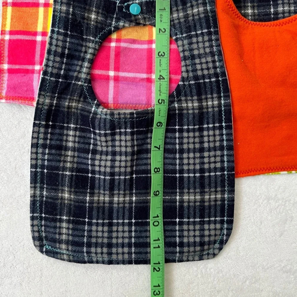 Handmade Baby Bibs Multicolor Flannel Sock Monkey Cactus Donut Plaid Set of 4 OS